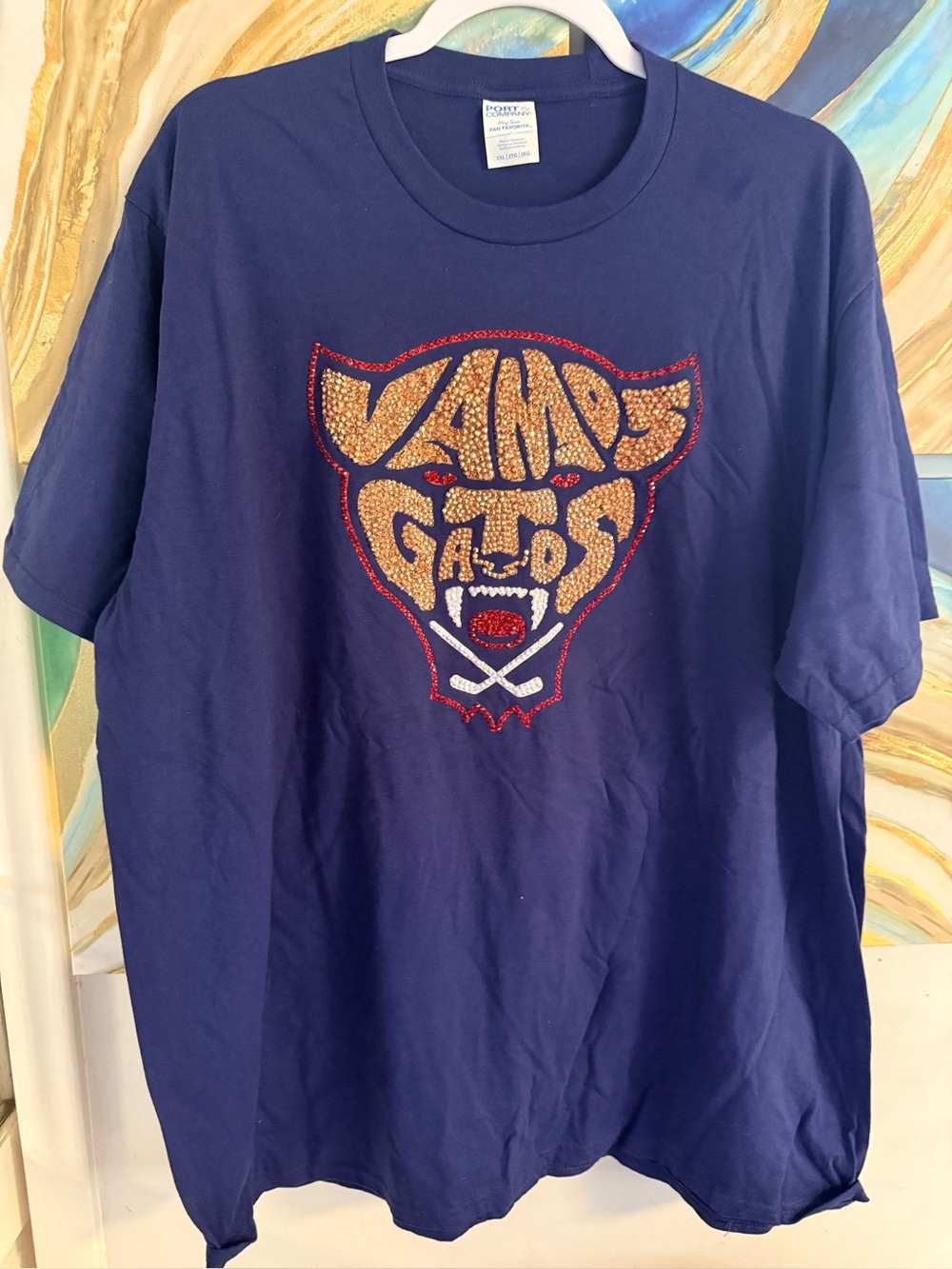 Blinged out Vamos Gatos Hockey Tshirt